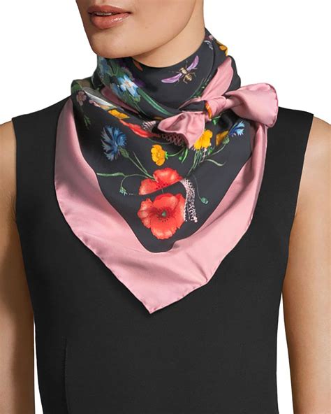 gucci floral embroidered|Gucci flower print scarf.